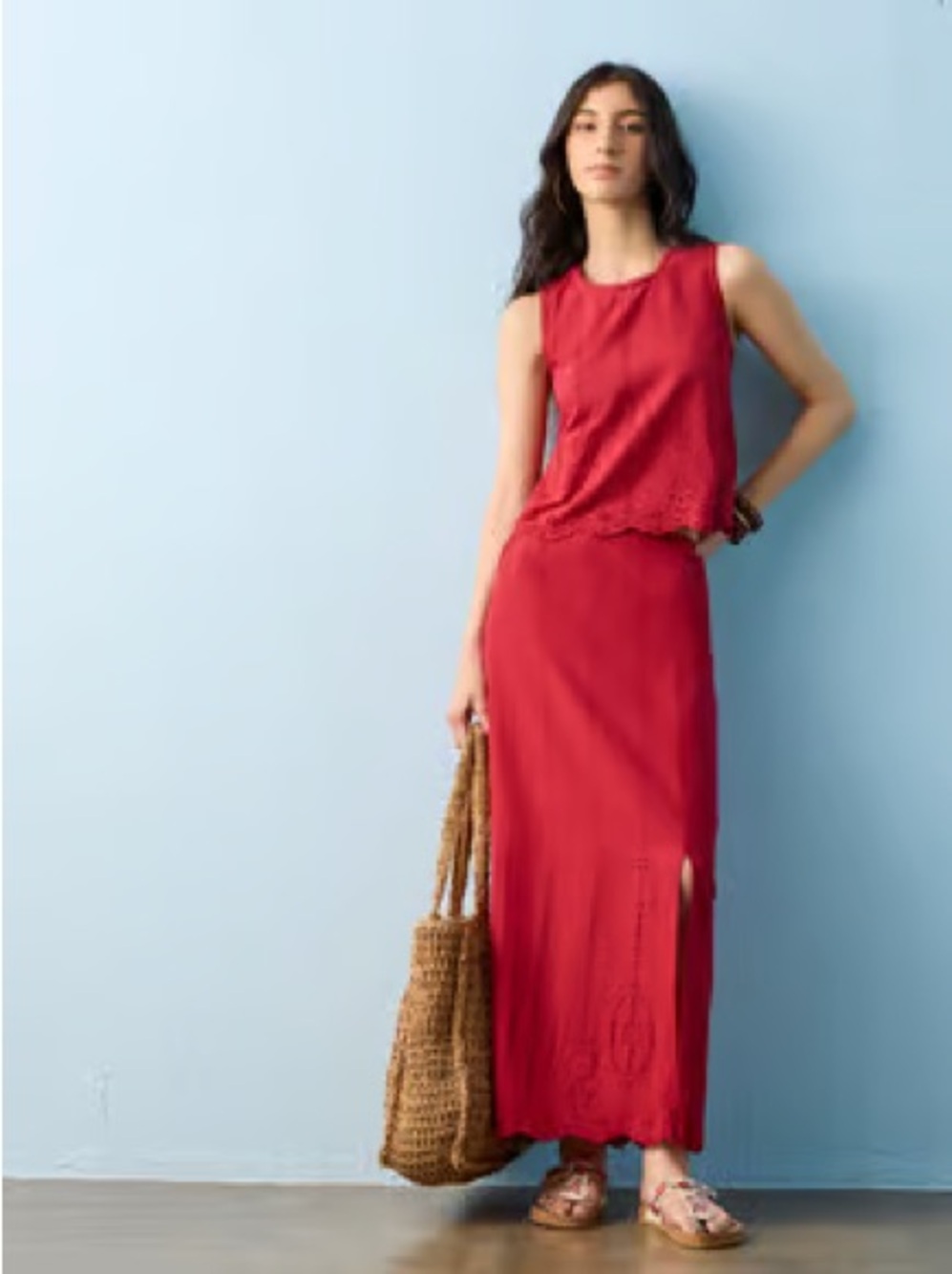 Olsen Europe matching linen Red set- Elegant Summer Staple